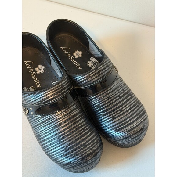 Sanita Koi Original Danish Clogs Shoes Womens EU 39 Slip-on Black Striped - Picture 4 of 10